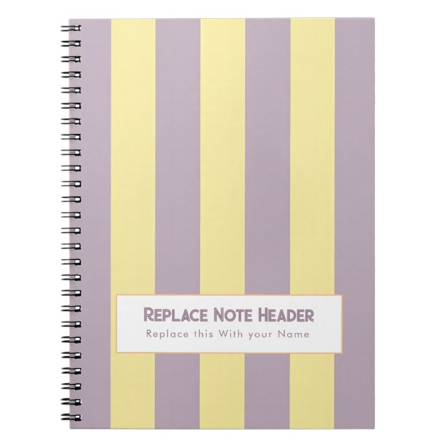 Caderno Espiral Personalized Vertical Stripe Yellow Lavender (Frente)