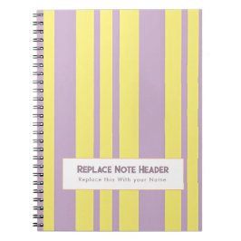 Caderno Espiral Personalized Vertical Stripe Yellow Lavender