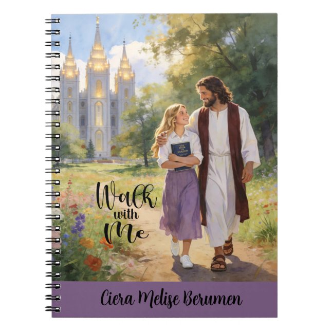 Caderno Espiral Personalized Walk with Me Christian LDS Journal2 (Frente)
