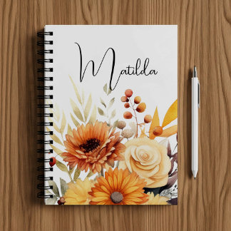 Caderno Espiral Personalized Watercolor floral 