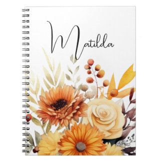 Caderno Espiral Personalized Watercolor floral 