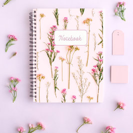 Caderno Espiral Personalized Wildflower Pink Spiral Notebook