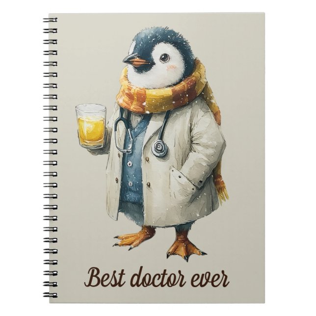 Caderno Espiral Personalized Winter Penguin “Best Doctor Ever” (Frente)