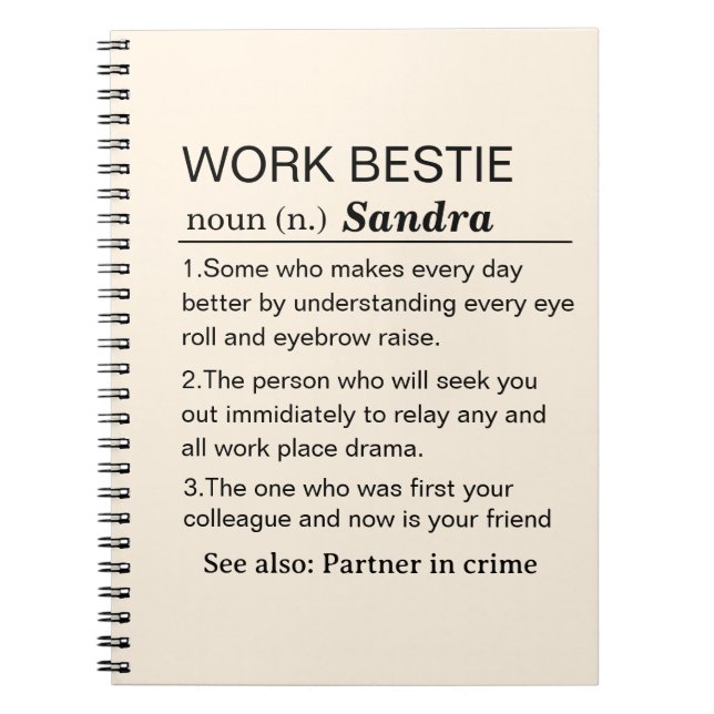 Caderno Espiral Personalized Work Bestie Definition (Frente)