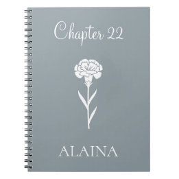 Caderno Espiral Personalized Year Carnation January Birth Flower 