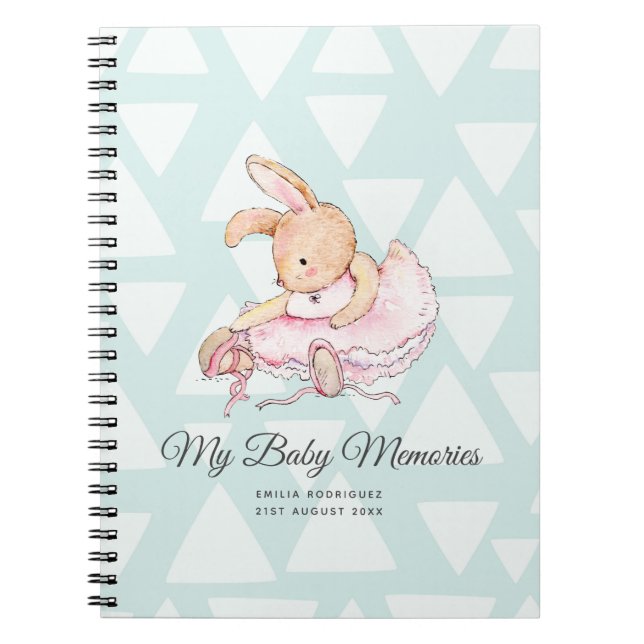 Caderno Espiral Personalizei MINHAS MEMÓRIAS DE BEBÊ - Rabbit Ball (Frente)