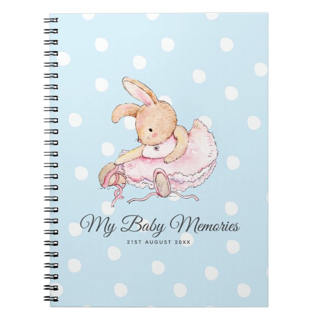 Caderno Espiral Personalizei MINHAS MEMÓRIAS DE BEBÊ - Rabbit Ball (Frente)