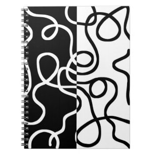 Caderno Espiral Persuasão linear I: Abstrato preto e branco