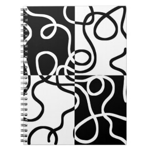 Caderno Espiral Persuasão linear II: Abstrato preto e branco