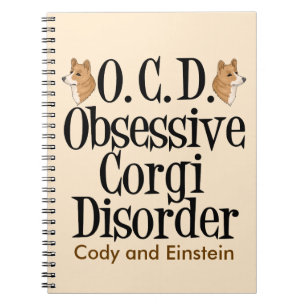 Caderno Espiral Perturbação Obsessiva de Corgi Personalizada