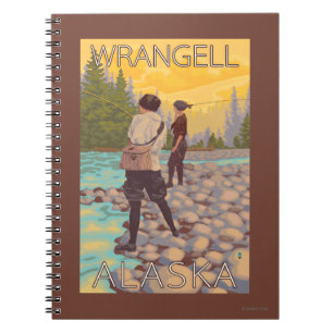 Caderno Espiral Pesca com mosca das mulheres - Wrangell, Alaska