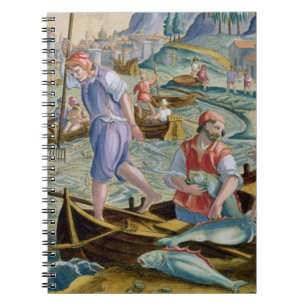 Caderno Espiral Pesca com redes e tridentes na baía de Naple
