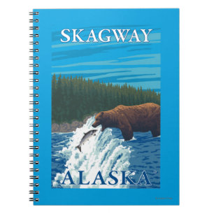 Caderno Espiral Pesca do urso no rio - Skagway, Alaska