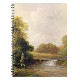 Caderno Espiral Pesca: Jogando um peixe (óleo em canvas)