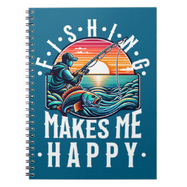 Caderno Espiral Pesca me deixa feliz
