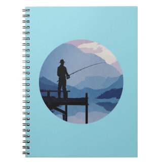 Caderno Espiral Pesca no Crepúsculo da Manhã Azul