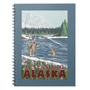 Caderno Espiral Pescador da mosca - Petersburgo, Alaska