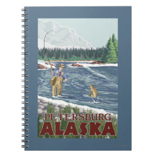 Caderno Espiral Pescador da mosca - Petersburgo, Alaska