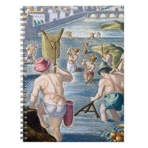 Caderno Espiral Pescando em águas rasas usando redes, chapeie 96