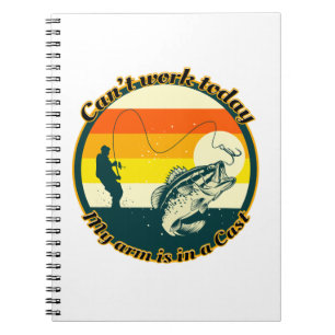 Caderno Espiral Pescar engraçado não pode funcionar hoje meu braço