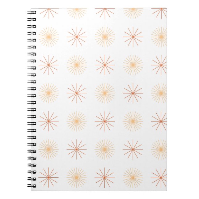 Caderno Espiral Pêssego branco cor de laranja-laranja abstrato (Frente)