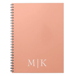 Caderno Espiral Pêssego e Branco | Monograma Moderno