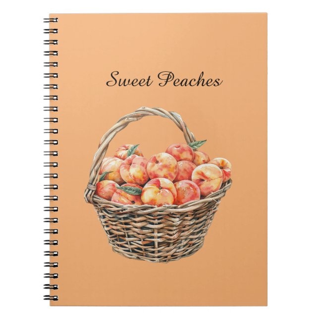 Caderno Espiral Pêssegos numa Cesta (Frente)