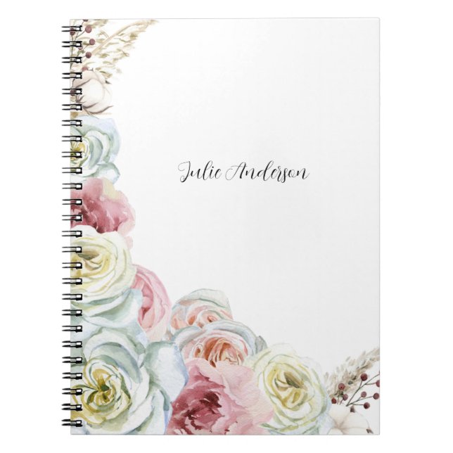 Caderno Espiral Pessoa feminina floral (Frente)