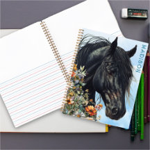 Caderno Espiral Pessoal Black Horse Wildflowers