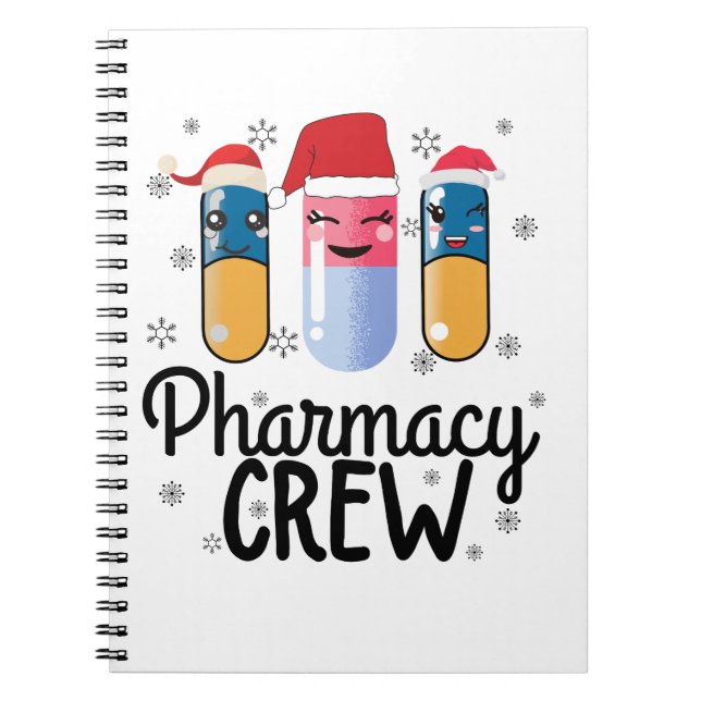 Caderno Espiral Pessoal de Farmácia. Camiseta de Natal do Farmacêu (Frente)