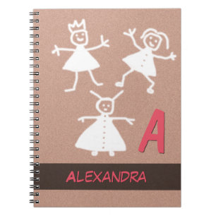 Caderno Espiral Pessoas felizes da menina de ondulação de sorris