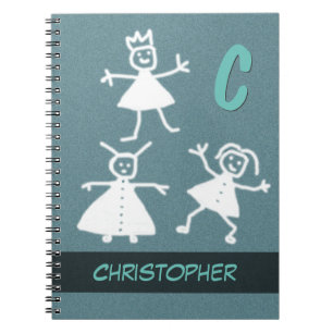Caderno Espiral Pessoas felizes do menino de ondulação de sorris