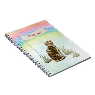 Caderno Espiral Pet de Cat Bengala de Nome Personalizado