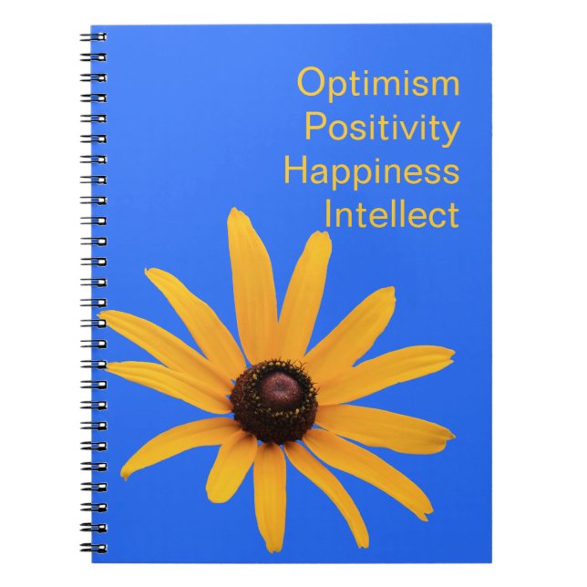 Caderno Espiral Pétalas Amarelas do Sol Brilhante em Azul Real (Frente)