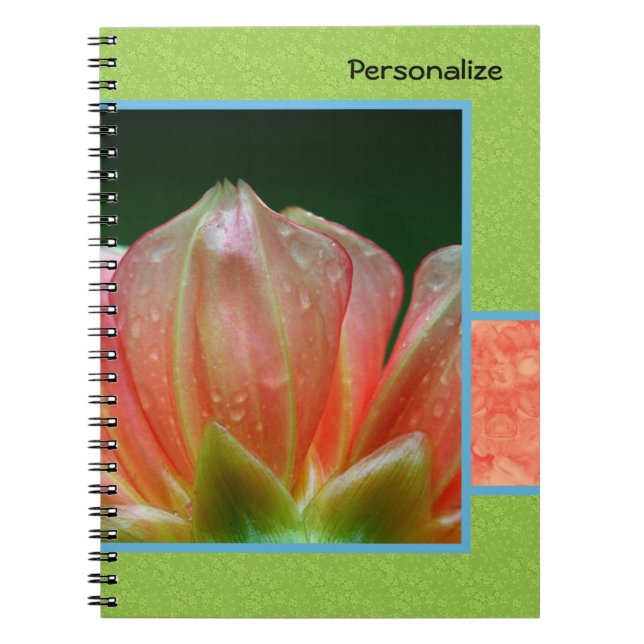 Caderno Espiral Pétalas De Flor Laranja Trendy Com Nome (Frente)