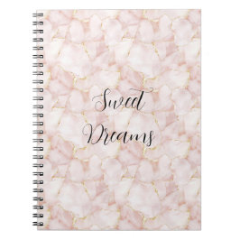 Caderno Espiral Pétalas Florais Rosa Bege Dourado  
