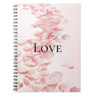 Caderno Espiral Pétalas Rosa Rosa Rosa Românticas