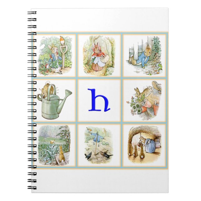 Caderno Espiral PETER RABBIT personalizado com a letra H (Frente)
