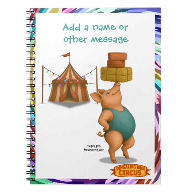 Caderno Espiral Petra pig balancing act (Frente)
