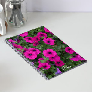 Caderno Espiral Petunias Rosa Brilhante Floral