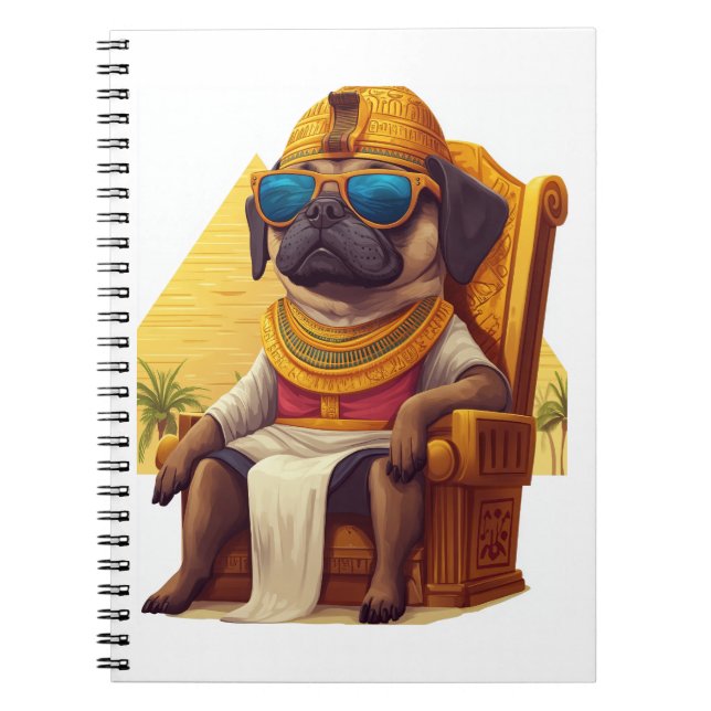 Caderno Espiral Pharaoh Pug - Cão Antigo Egito (Frente)