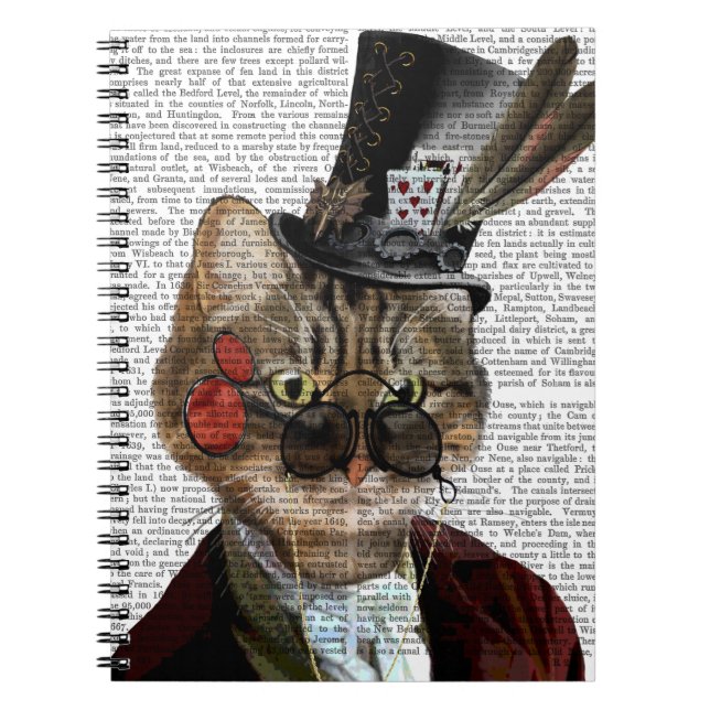 Caderno Espiral Phileas Feline Steampunk Cat & Top Hat 2 (Frente)