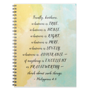 Caderno Espiral Philippians 4:8 O que quer que seja verdade,