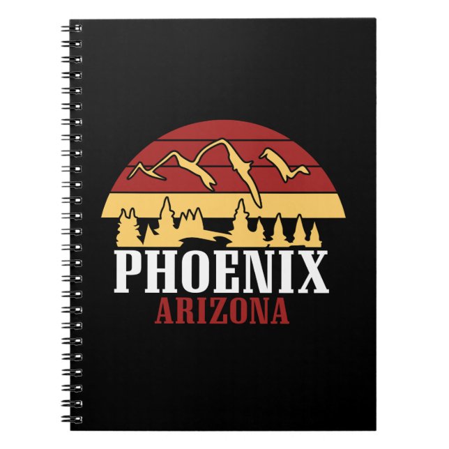 Caderno Espiral Phoenix Arizona Skyline Art Print Retro Sunset (Frente)
