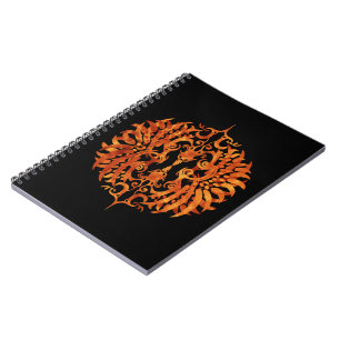 Caderno Espiral Phoenix tribal flamejante