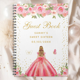Caderno Espiral Pia Floral Loura Cor de Rosa Princesa Doce Dezesse