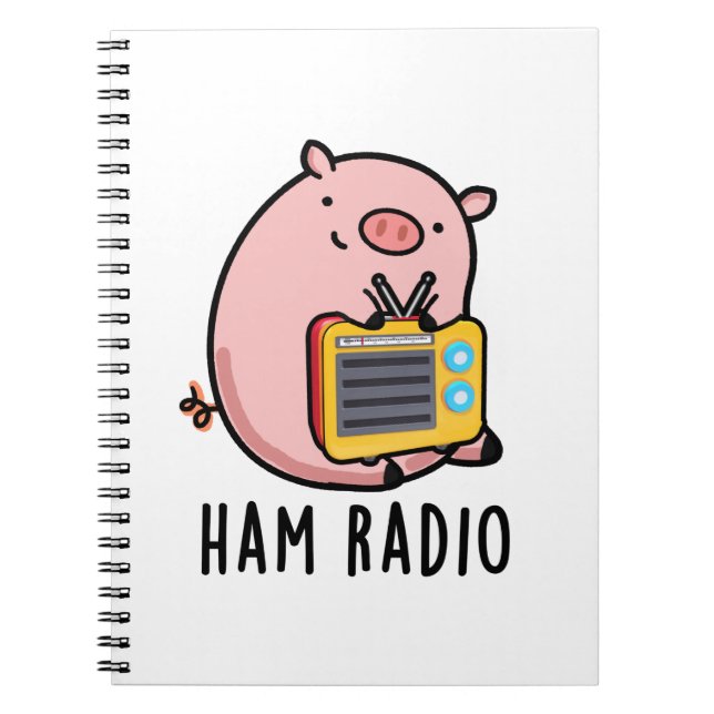 Caderno Espiral Piada de Rádio Amador Porco Engraçado  (Frente)