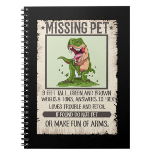 Caderno Espiral Piada Engraçado do T-Rex Dino Pet Dinossaur