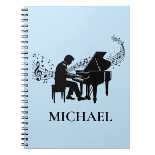 Caderno Espiral Pianista Homem Personalizado - Música Não Pianista
