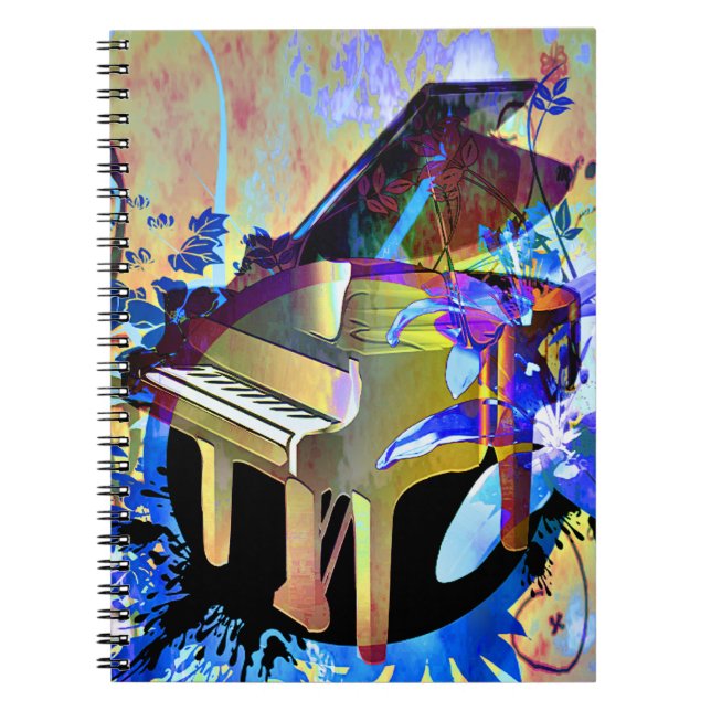 Caderno Espiral Piano colorido Digital Funky (Frente)